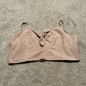 Aerie Smocked Tie Front Crop Cami Top Tan‎ Beige XXL